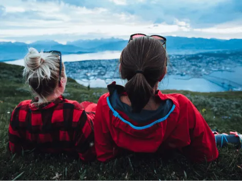 Friends enjoying view over the city