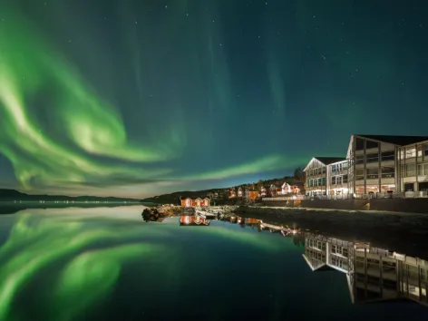 Northern lights above Malangen Resort in the Tromso region