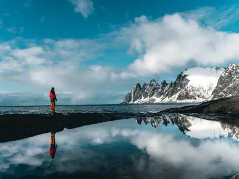 View to the Ox horns at Senja in winter