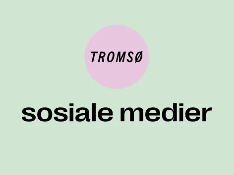 Grønn bakgunn med Visit Tromsø-Regions logo og tittel Sosiale medier