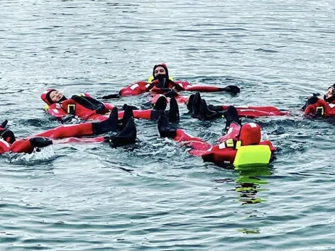 Floating in the sea outside of Tromso with Arctic Survival Tours