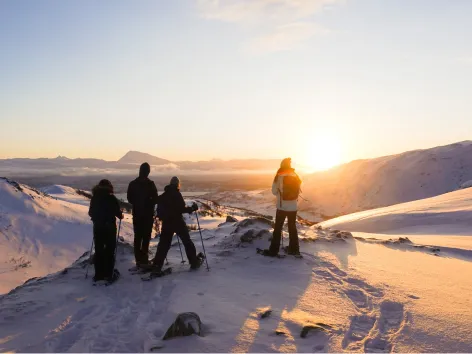 People snowshoeing in Tromso 