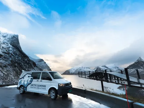 Camper van parked by Bergsbotn in Senja