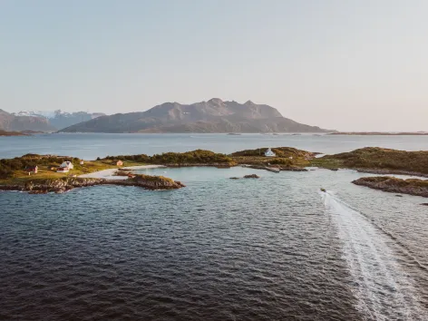 Fjord excursion from Tromsø with RIB seen from a bird's perspective