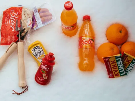 Norwegian Easter backpack: Kvikk Lunsj Orange Solo soda Sausages