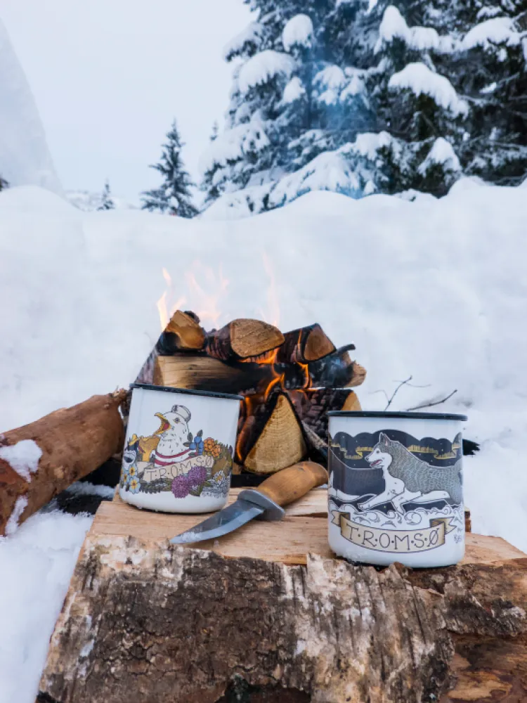 cups Kine Kjær in a winter landscape