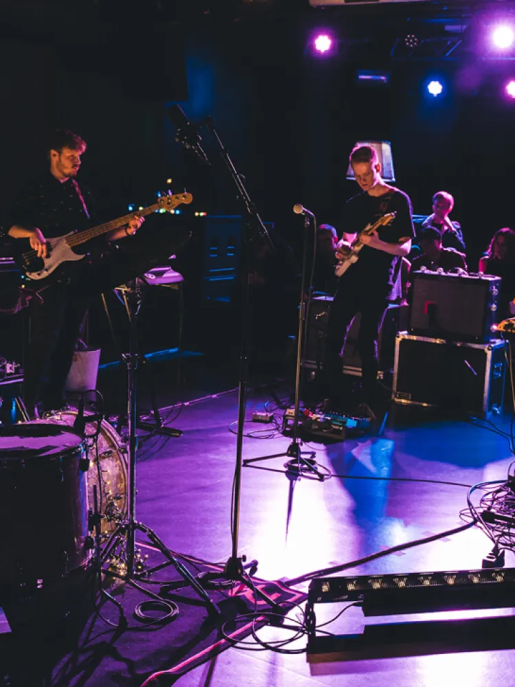 Band playing at Tvibit youth house in Tromsø