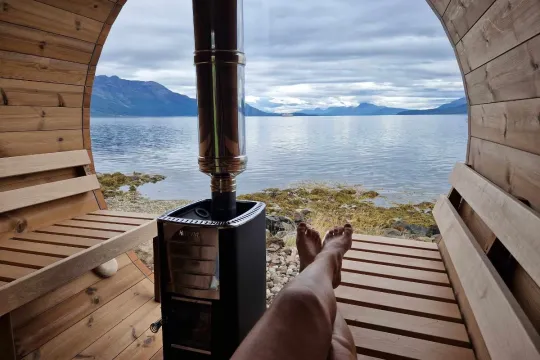 Inside the sauna