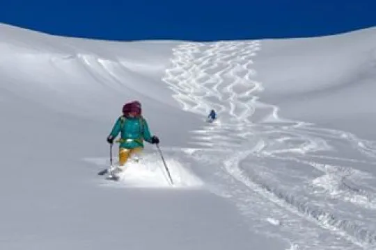 A person skiing