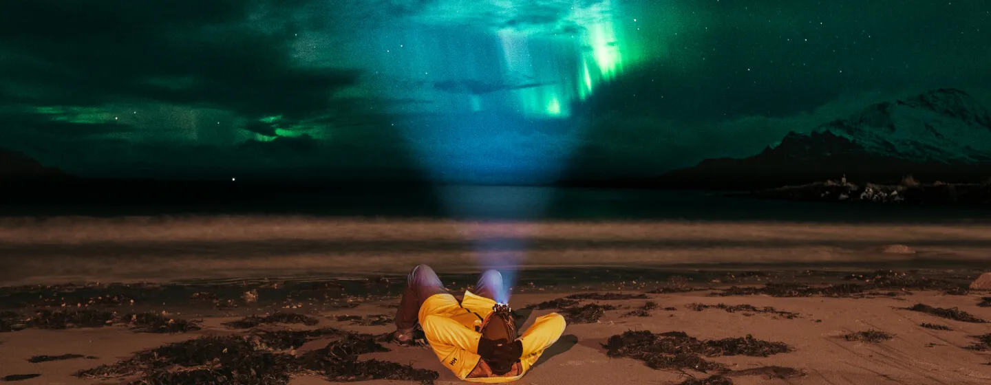 Northern lights from a beach in the Tromsø region