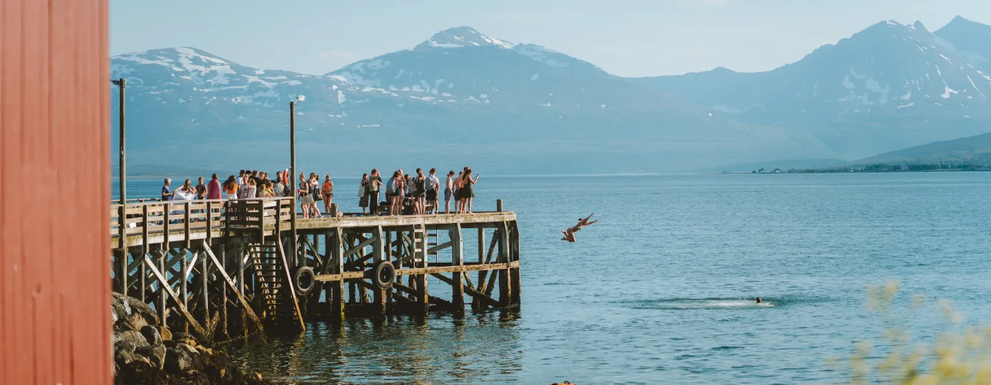 People taking a cold bath in Telegrafbukta in Tromsø