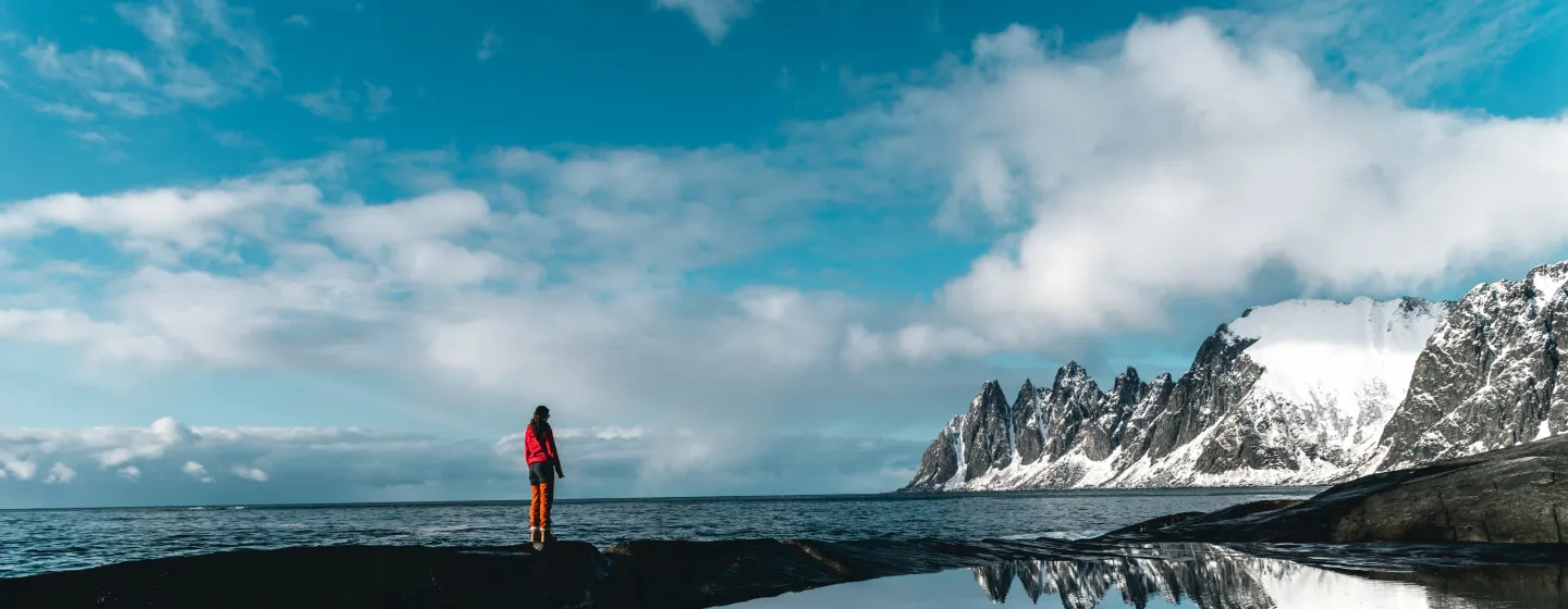 View to the Ox horn mountains on Senja