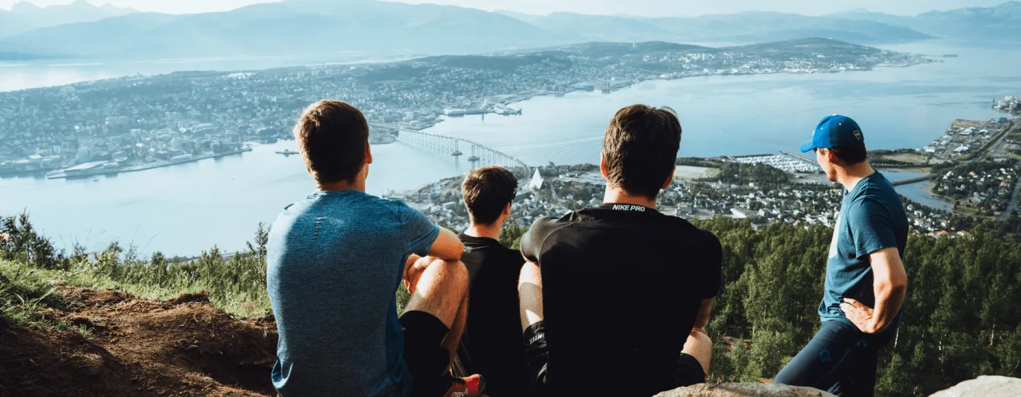 Friends enjoying the view from the Sherpa staircase