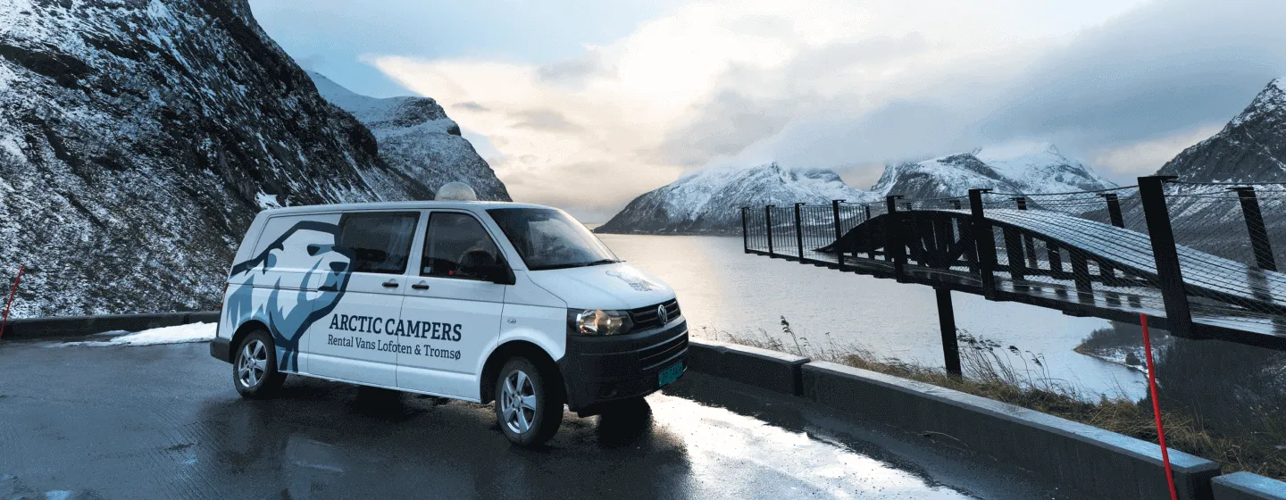 Camper van parked by Bergsbotn in Senja