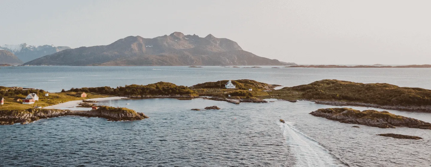 Fjord excursion from Tromsø with RIB seen from a bird's perspective