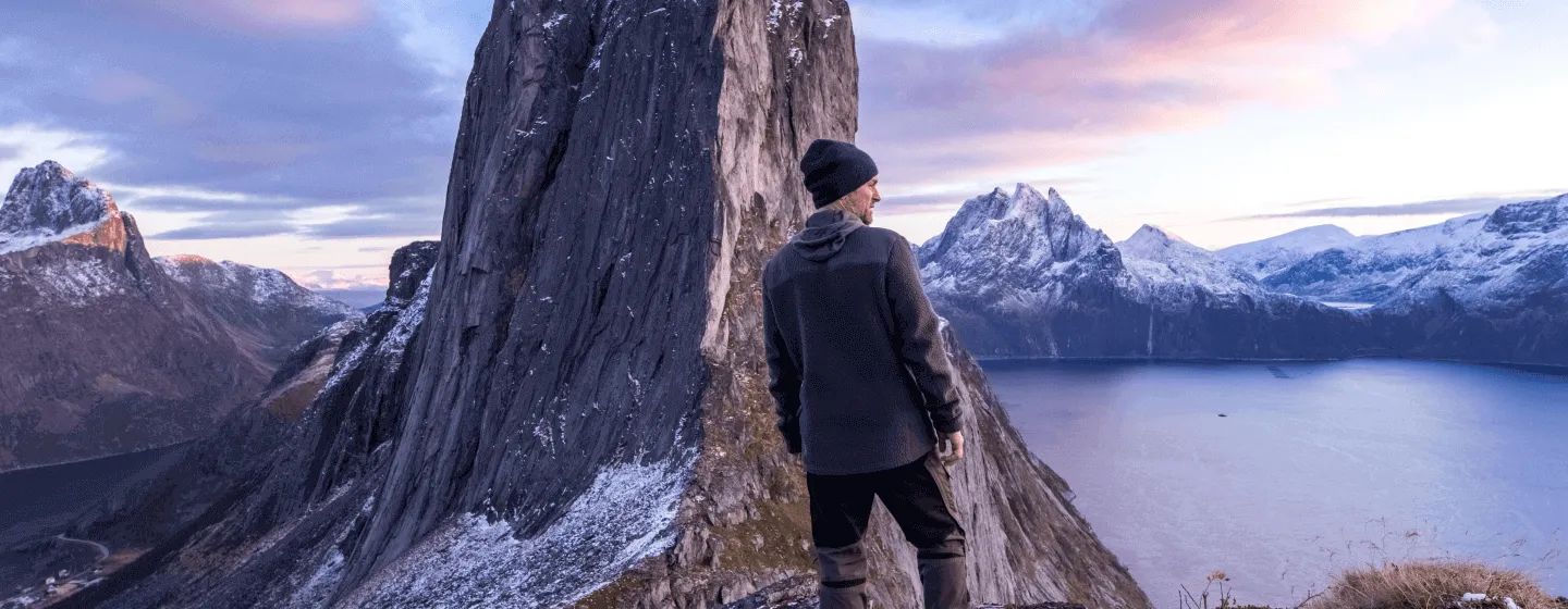 Senja in early winter with a view of Segla and Mefjord