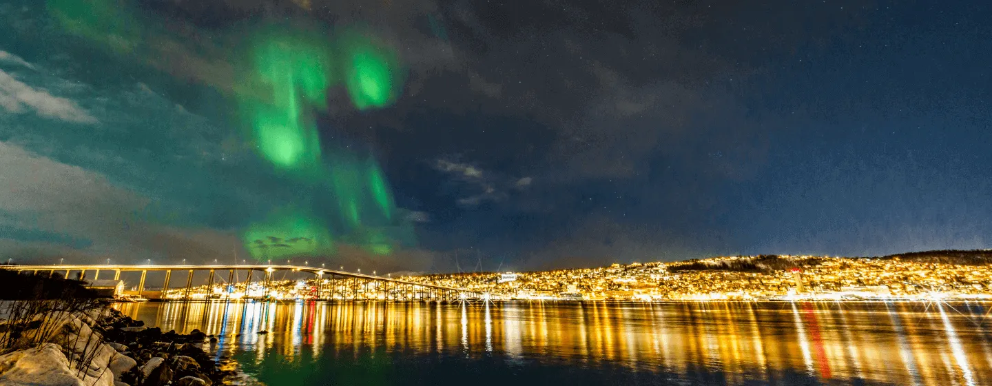 Northern lights over Tromsø city