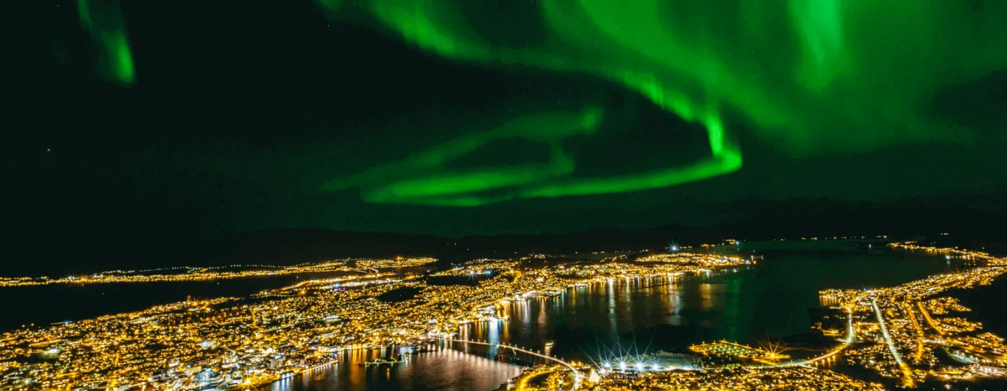 Northern lights over Tromsø city