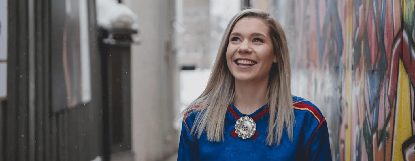 Lady Alice Jektevik in Sami dress in the center of Tromsø