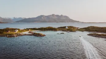 Fjord excursion from Tromsø with RIB seen from a bird's perspective