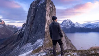 Senja in early winter with a view of Segla and Mefjord